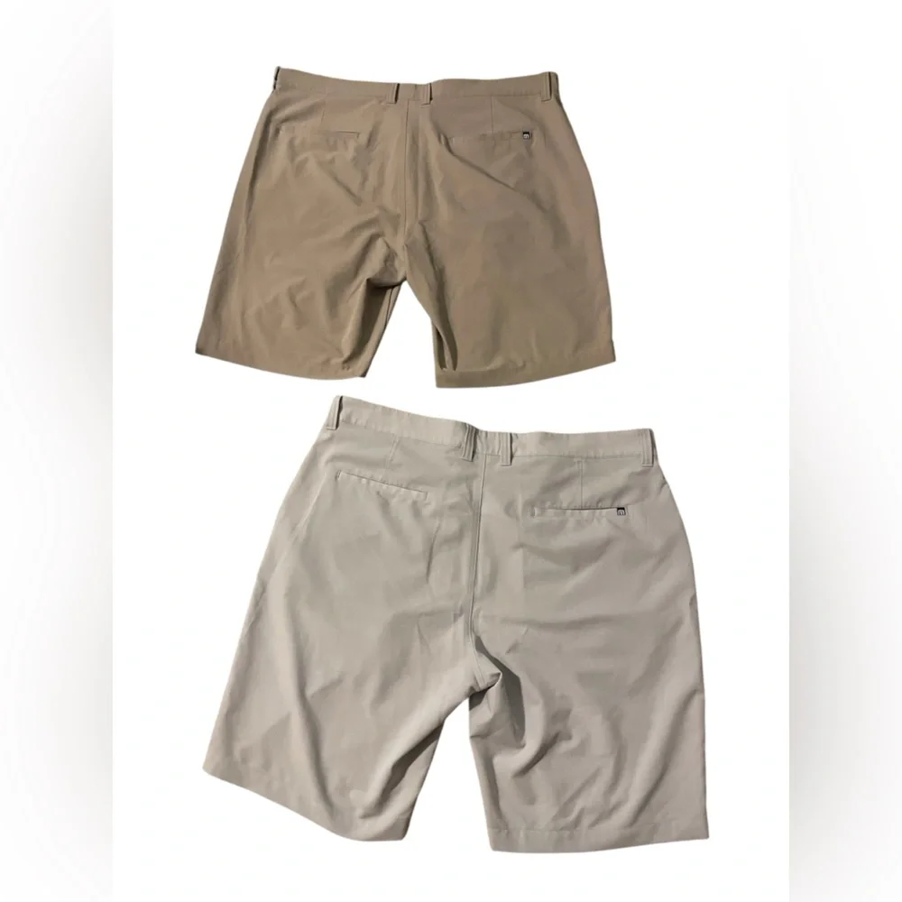 TravisMathew Tech Golf Shorts Set of 2 Khaki‎ Tan Size 38 Performance Stretch